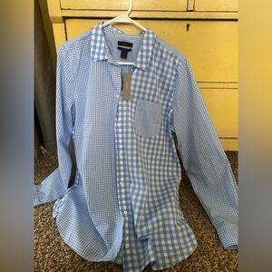 J. Crew Blue Gingham Patchwork Button-Down Shirt
